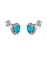 Spero London Heart Of Ocean Blue Sterling Silver Stud Earrings