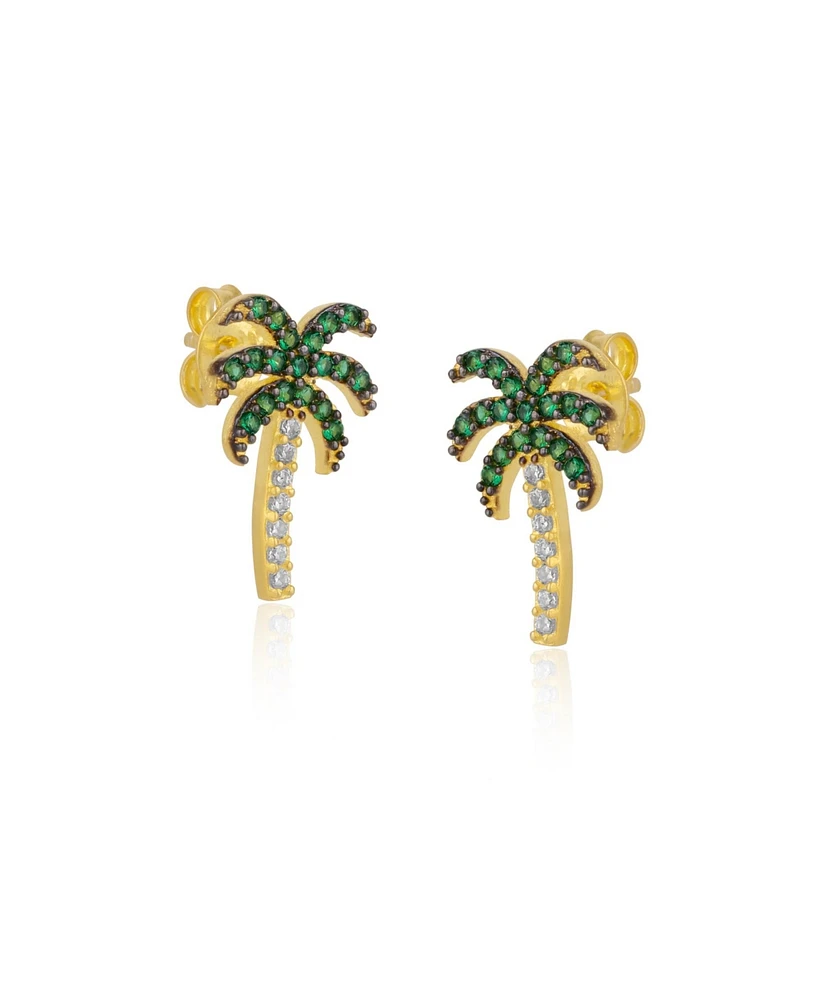 Spero London Palm Tree Sterling Silver Stud Earring