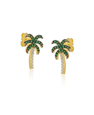 Spero London Palm Tree Sterling Silver Stud Earring
