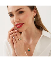 Spero London Turquoise Authentic Pendant Sterling Silver Gold Plated Necklace