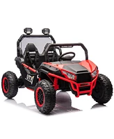24V Two-seater Kids Ride On Utv W/Parents Control,400W Super Power, Four-wheel suspension, Led Light with Rear searchlight, Bluetooth, MP3,Music, Rear