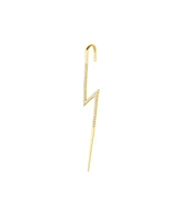 Spero London Sterling Silver Lightning Bolt Ear Crawler With White Gemstones