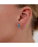 Spero London Beaded Blue Opal Huggie Hoop Earrings