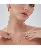 Spero London Baroque Irregular Pearl Jewelled Sterling Silver Chain Necklace In Gold