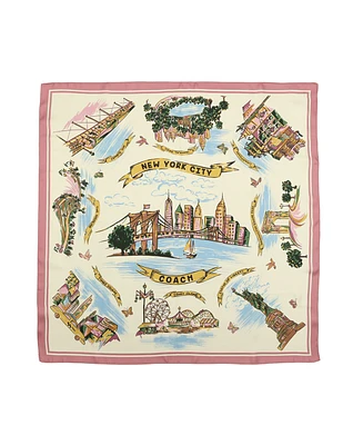 Coach Women's New York Map Print Silk Square Scarf