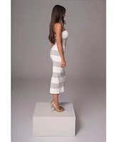 Jluxlabel Women's Striped Strapless Midi Dress