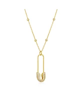 Spero London Sterling Silver Jewelled Safety Pin Necklace With Beaded Chain