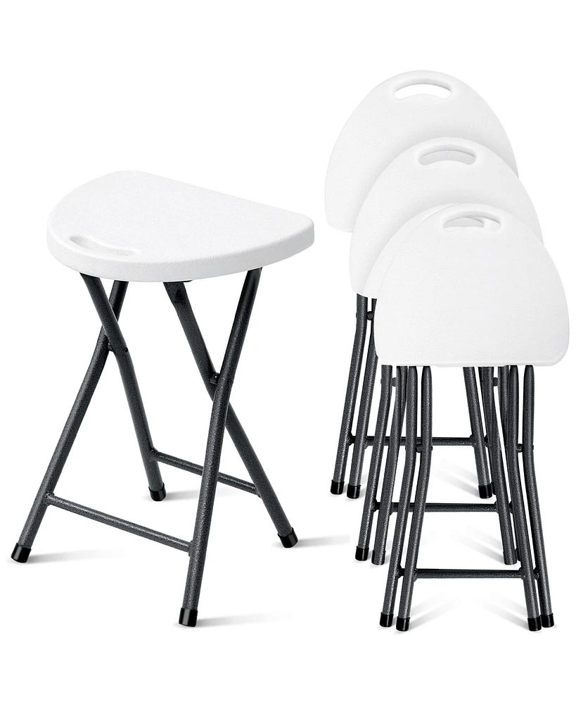 4PC 18"H Portable Folding Stool Foldable Camping Chair with Built-in Handle