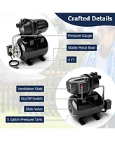 1200 W Garden Water Pump Shallow Well Pressurized Irrigation-Black