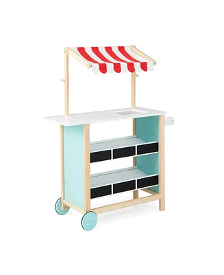 Kids Wooden Ice Cream Cart with Chalkboard and Storage for over 3 Years Old