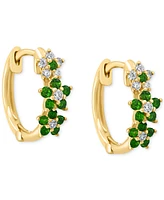 Lali Jewels Emerald (1/3 ct. t.w.) & Diamond (1/8 ct. t.w.) Extra-Small Hoop Earrings in 14k Yellow Gold, 0.15"