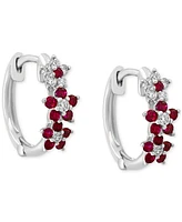 Lali Jewels Ruby (1/3 ct. t.w.) & Diamond (1/8 Extra-Small Hoop Earrings 14k Yellow Gold, 0.15" (Also Available White Gold)