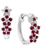 Lali Jewels Ruby (1/3 ct. t.w.) & Diamond (1/8 Extra-Small Hoop Earrings 14k Yellow Gold, 0.15" (Also Available White Gold)