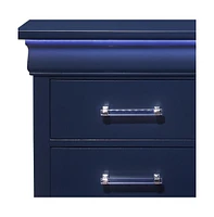 Solid Wood Nightstand with Two Drawers and Built-In Light for Bedroom