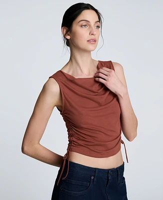 Kenneth Cole Women's Cowlneck Ruched Cropped Tank Top