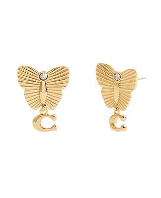 Coach Faux Stone Signature Heritage Butterfly Earrings