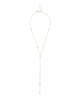 Coach Faux Stone Signature Heritage Cultivated Pearl Charm Strand Y Necklace