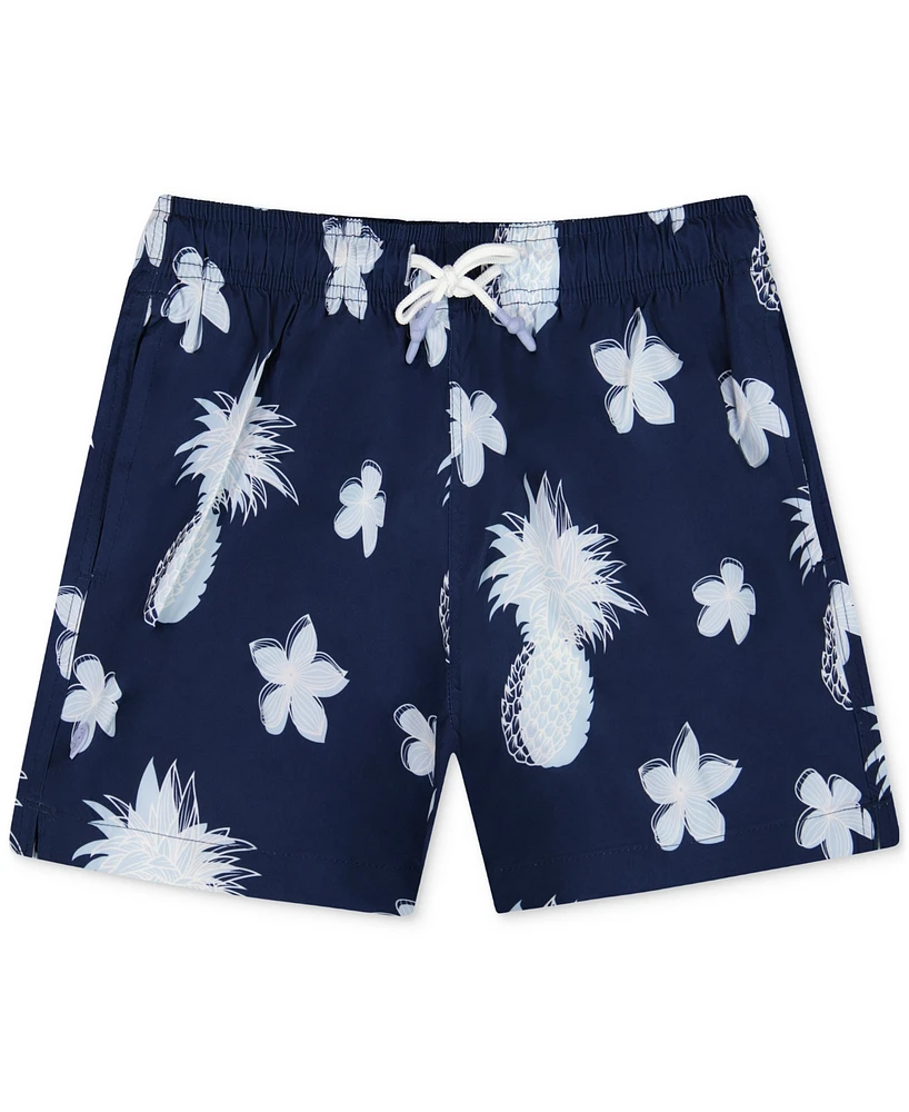 Sunset and Vines Men's Tropical-Pattern Woven Swim Trunks