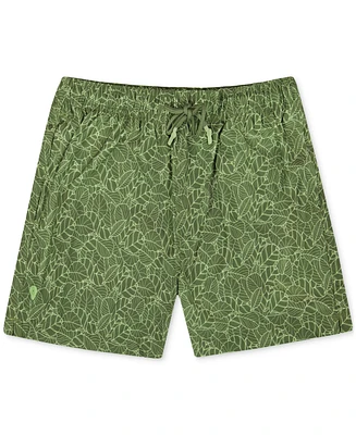 Sunset and Vines Men's Leaf-Pattern Woven Swim Trunks