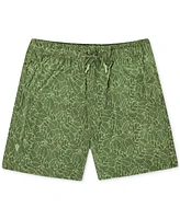 Sunset and Vines Men's Leaf-Pattern Woven Swim Trunks