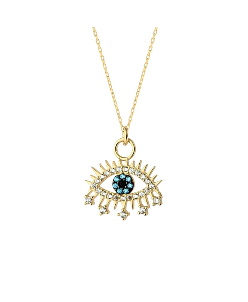 Spero London Evil Eye Blue Eyelash Sterling Silver Pendant Necklace