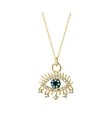 Spero London Evil Eye Blue Eyelash Sterling Silver Pendant Necklace