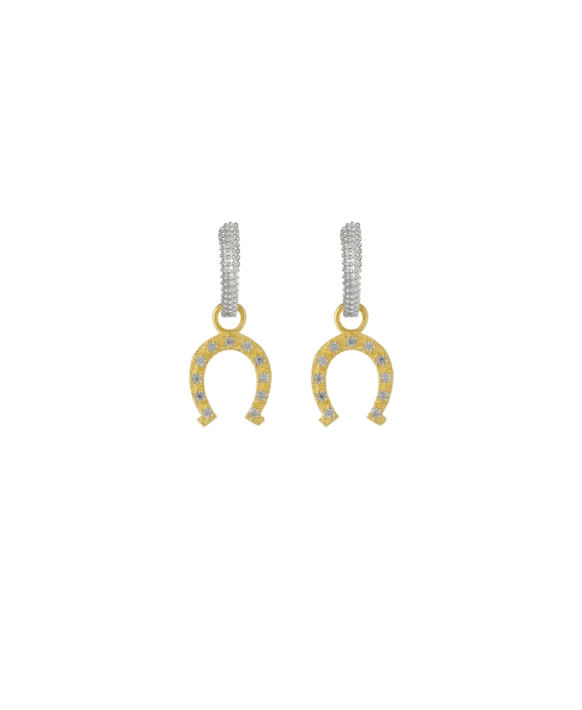 Spero London Silver Hoop Sterling Silver Horseshoe Equestrian Earrings