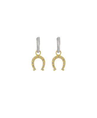 Spero London Silver Hoop Sterling Horseshoe Equestrian Earrings