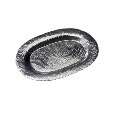 Oval Hammered Stainless Steel Serving Tray – Decorative & Durable Entertaining Platter