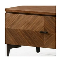 Two Drawer Mid Century Nightstand for Modern Bedroom or Living Room
