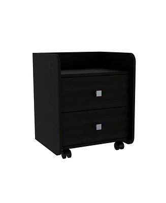 Faux Wood Two-Drawer Nightstand – Perfect for Modern Bedroom Storage