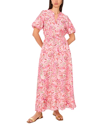 Vince Camuto Women's Printed Puff-Sleeve Maxi Dress