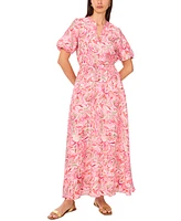 Vince Camuto Women's Printed Puff-Sleeve Maxi Dress