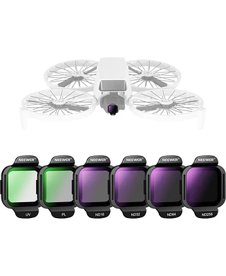 Neewer Nd Filter Set Compatible with Dji Flip Drone (6 Pack), ND16 ND32 ND64 ND256 Cpl Uv Snap On Multicoated Hd Optical Glass Neutral Density Circula