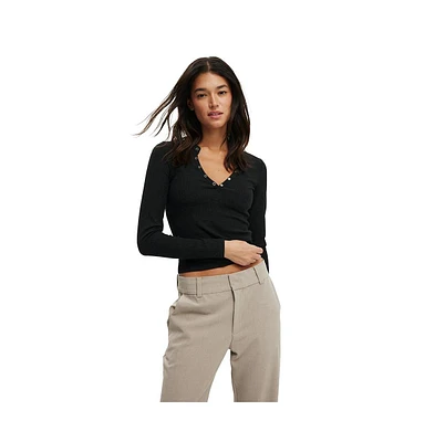 Cotton On Women's Ryan Henley Long Sleeve