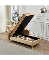 Modern Upholstery Chaise Lounge Chair With Storage Velvet (Khaki)