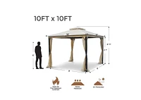 Rustproof Double Top Gazebo with Mosquito Curtains for Outdoor Enjoyment