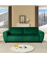 Green Corduroy Convertible Sleeper Sofa with Storage