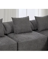 142" L-Shaped Chenille Sectional Sofa Sleeper with Ottoman, Gray