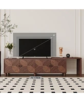 Modern Tv Cabinet with Extendable Storage and Adjustable Shelves (70"-90")