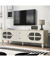 Modern 68.9" Tv Stand with Fluted Glass Doors for TVs up to 75