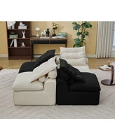 Modular Sofa: Diy, Corduroy, 4 Seats, No Armrests, Pillow-Back, Lumbar Pillow