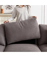 102" Modular Sofa with Ottoman, Pillows, and Cushions for Living Room (Grey Upholstery, Plastic Legs)