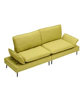 Custom 89" Cotton-Linen Throw: Green Elegance for Every Space