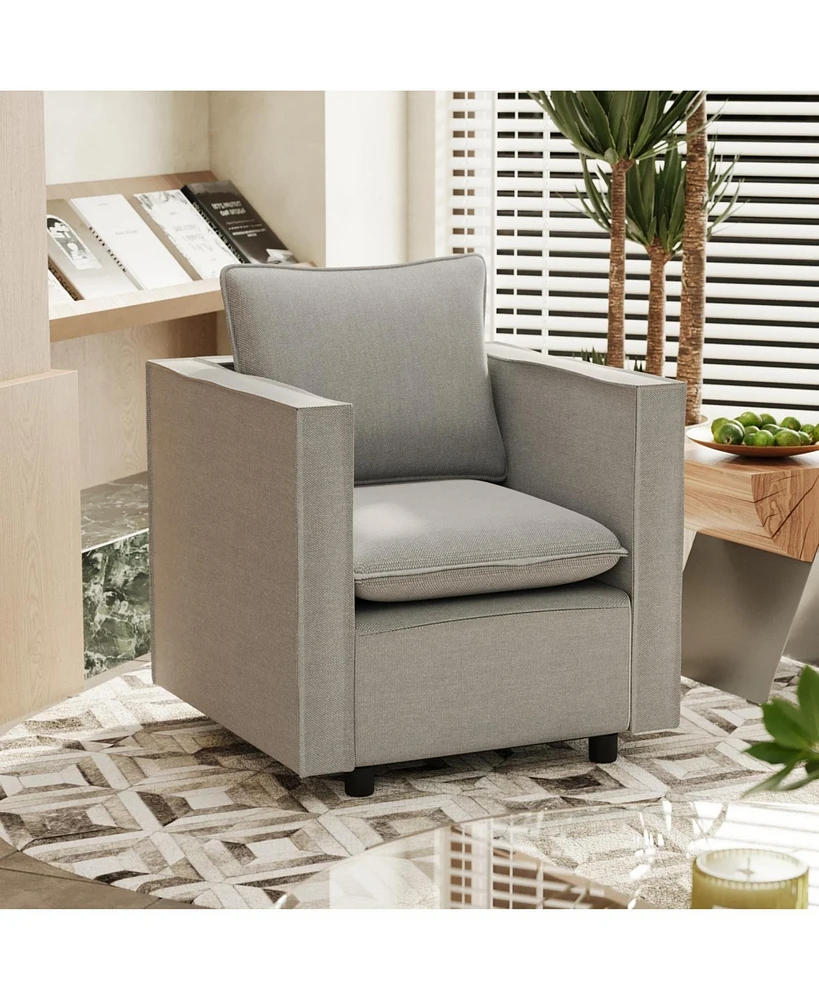 Cozy Gray Single Sofa Chair: Soft Cushion