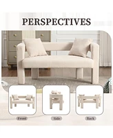 Comfy Chenille Loveseat Sofa for Small Spaces (Beige)