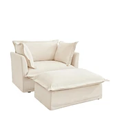 Upholstered Armchair with Ottoman & Pillows (Set of 2)