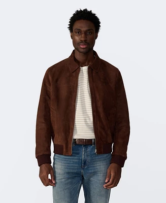 Furniq Uk Men's Men s Suede Bomber Jacket