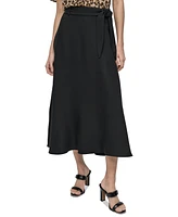 Dkny Petite Tie-Waist Midi Skirt