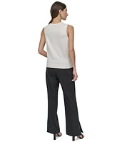 Dkny Petite Mixed-Media Sleeveless Crewneck Top